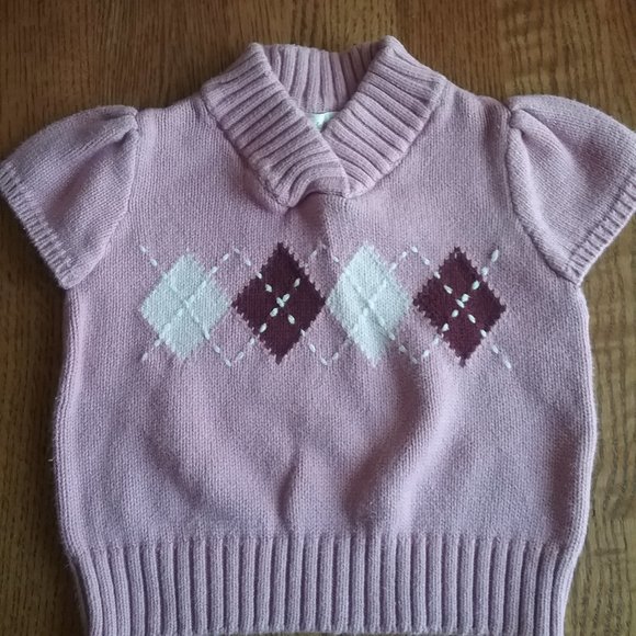 Pink Argyle Detail Sweater Old Money Preppy Size 12 month - Picture 3 of 7